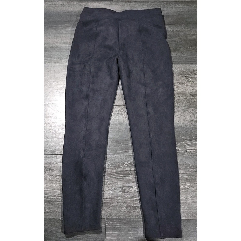 Spanx Faux Suede Leggings Women XL Blue Mid Rise Shaping Skinny Pants Boho City